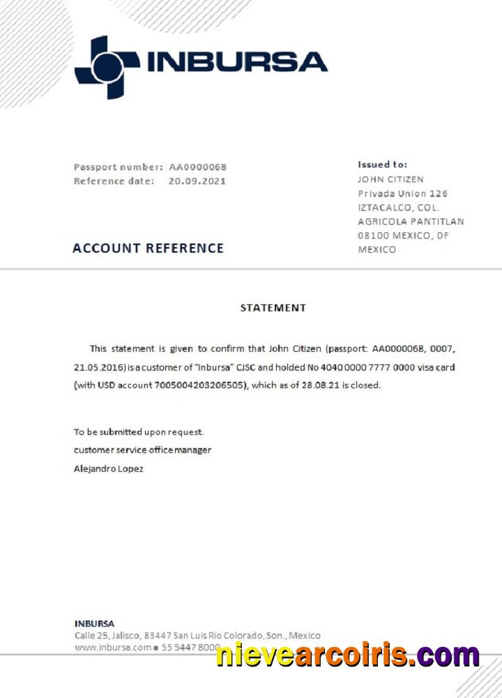 Mexico Inbursa Bank closure reference